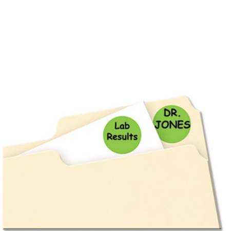 Avery Printable Self-Adhesive Removable Color-Coding Labels, 0.75" dia., Neon Green, 24/Sheet, 42 Sheets/Pack, (5468) (05468)