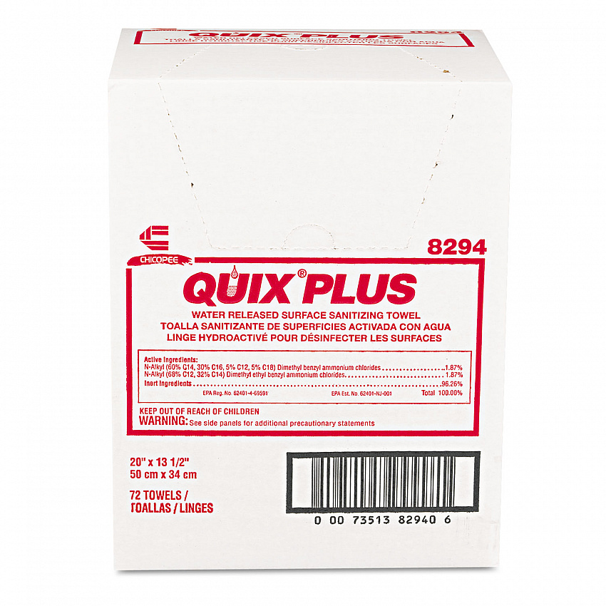 Quix Plus Cleaning and Sanitizing Towels, 13.5 x 20, Pink, 72/Carton (8294)