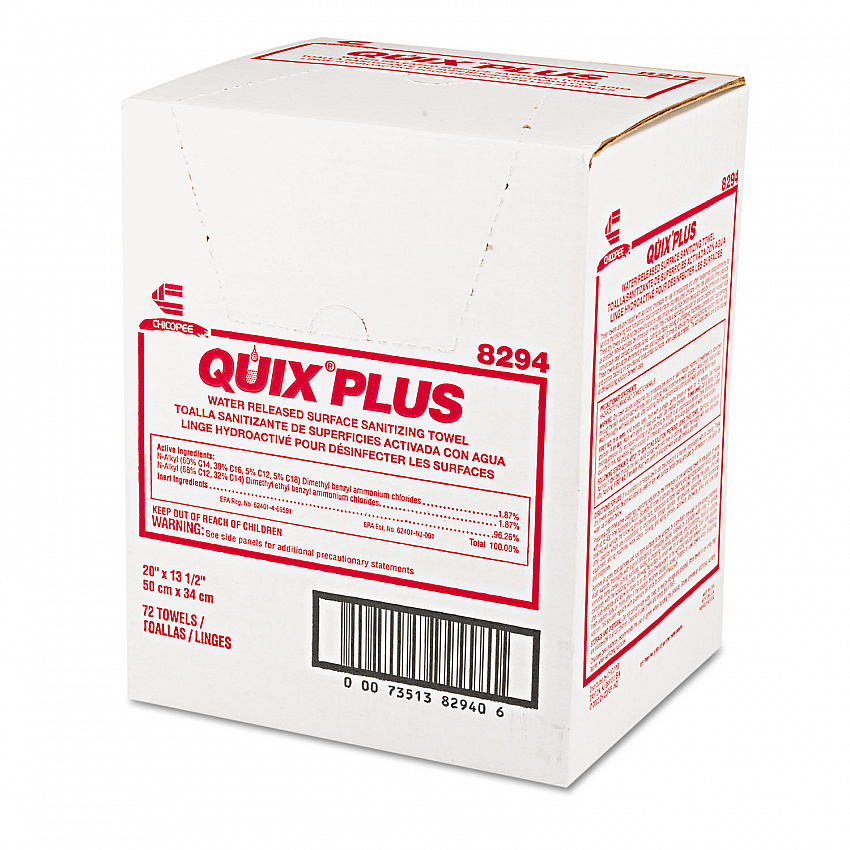 Quix Plus Cleaning and Sanitizing Towels, 13.5 x 20, Pink, 72/Carton (8294)