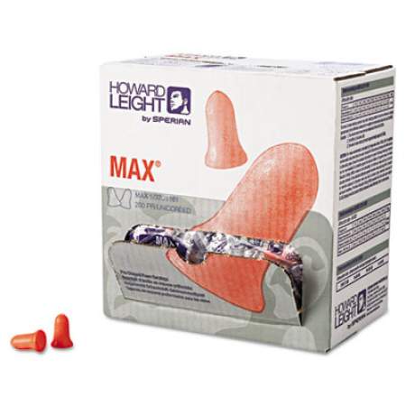 Howard Leight by Honeywell MAX-1 Single-Use Earplugs, Cordless, 33NRR, Coral, 200 Pairs