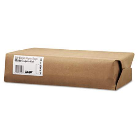 General Liquor-Takeout Quart-Sized Paper Bags, 35 lbs Capacity, Quart, 4.25"w x 2.5"d x 16"h, Kraft, 500 Bags (LQQUART500)