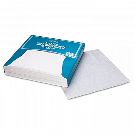 Grease-Resistant Paper Wraps and Liners, 12 x 12, White, 1,000/Box, 5 Boxes/Carton (057012)