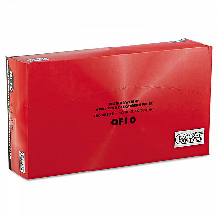 QF10 Interfolded Dry Wax Deli Paper, 10 x 10.25, White,  500/Box, 12 Boxes/Carton (011010)
