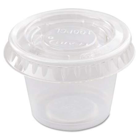 Dart Portion/Souffl Cup Lids, Fits 0.5 oz to 1 oz Cups, PET, Clear, 125 Pack, 20 Packs/Carton (PL100N)