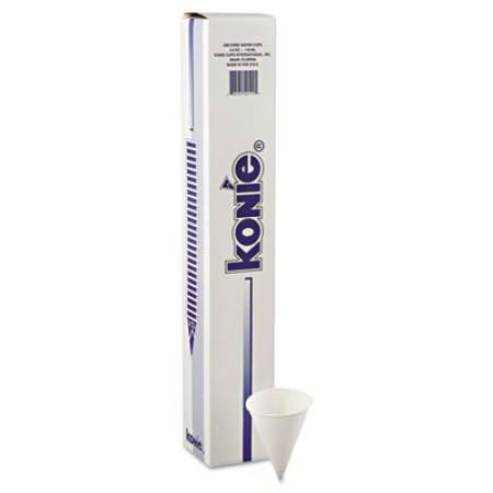 Konie Rolled Rim Paper Cone Cups, 4oz, White, 200/bag, 25 Bags/carton (40KRCT)