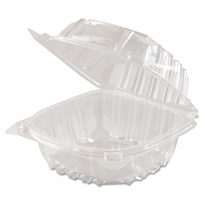 ClearSeal Hinged-Lid Plastic Containers, 5.8 x 6 x 3, Clear, Plastic, 125/Pack, 4 Packs/Carton (C57PST1)