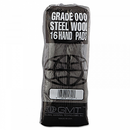 Industrial-Quality Steel Wool Hand Pads, #000 Extra Fine, Steel Gray, 16 Pads/Sleeve, 12 Sleeves/Carton (117001)