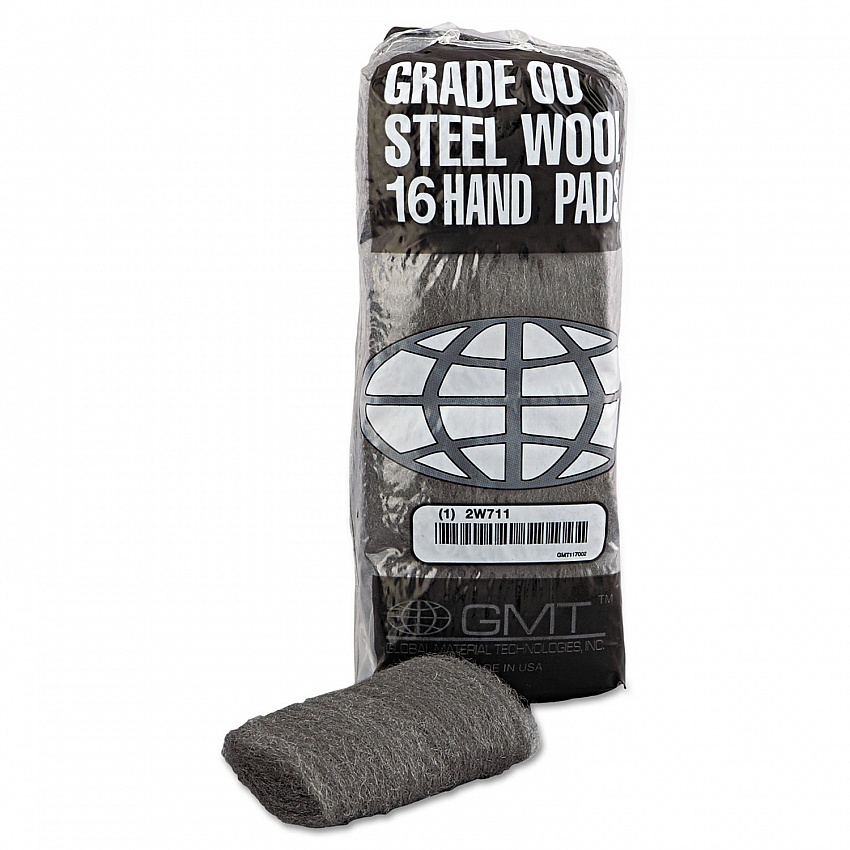 Industrial-Quality Steel Wool Hand Pads, #00 Very Fine, Steel Gray, 16 Pads/Sleeve, 12/Sleeves/Carton (117002)