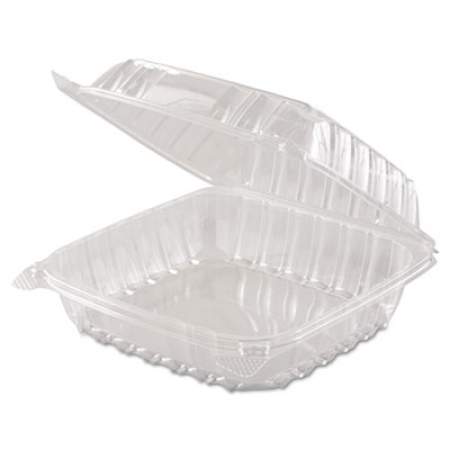 Dart ClearSeal Hinged-Lid Plastic Containers, 8.3 x 8.3 x 3, Clear, 250/Carton (C90PST1)