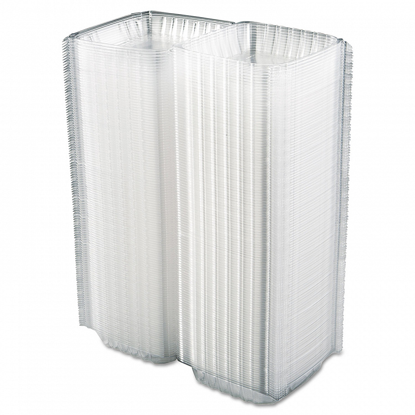 ClearSeal Hinged-Lid Plastic Containers, 8.3 x 8.3 x 3, Clear, Plastic, 250/Carton (C90PST1)