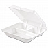 Foam Hinged Lid Containers, 3 Compartments, 7.5 x 8 x 2.3, White, 200/Carton (80HT3R)