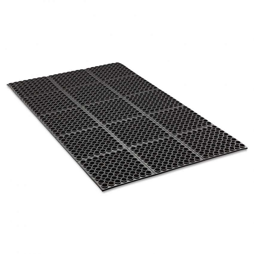 Safewalk Heavy-Duty Anti-Fatigue Drainage Mat, 0.88" Thick, 36" x 60", Black Raised Rib Perforated Surface (WSTF35BK)