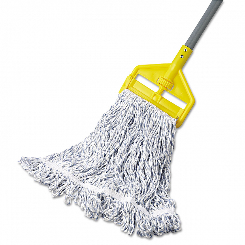 Web Foot Premium Finish Mop Head, White, Med, Cotton/Synthetic, 1". White Headband, 6/Carton (A412)