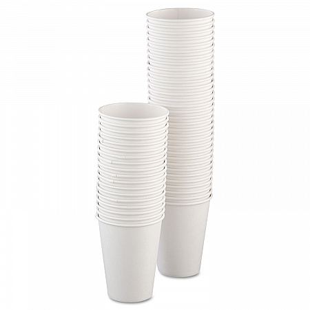 Single-Sided Poly Paper Hot Cups, 12 oz, White, 50/Bag, 20 Bags/Carton (412WN)