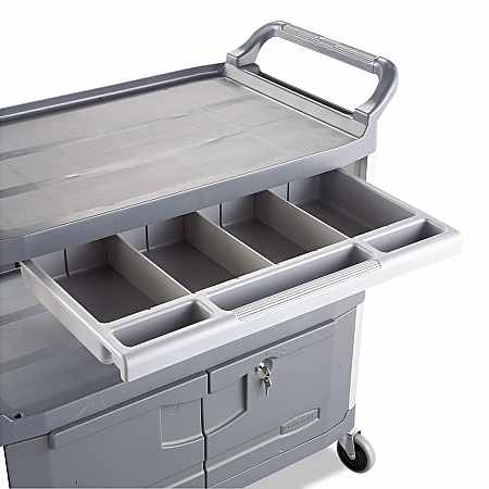 Xtra Instrument Cart with Locking Storage Area, Plastic, 3 Shelves, 300 lb Capacity, 20