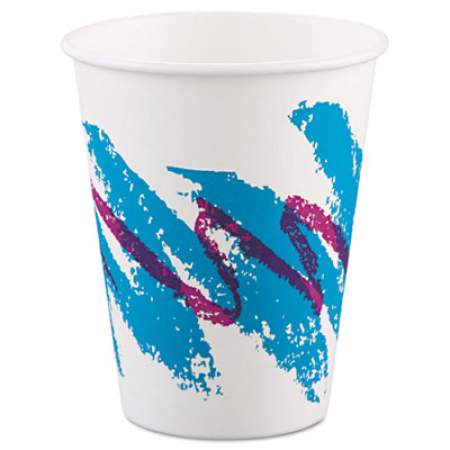 Dart Jazz Paper Hot Cups with Handles, 8 oz, White/Green/Purple, 50 Bag, 20 Bags/Carton (378HJZJ)