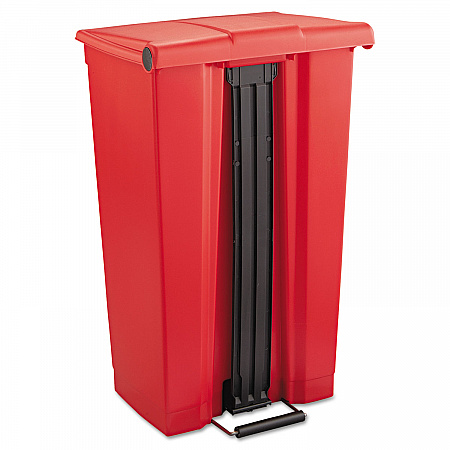 Indoor Utility Step-On Waste Container, 23 gal, Plastic, Red (6146RED)