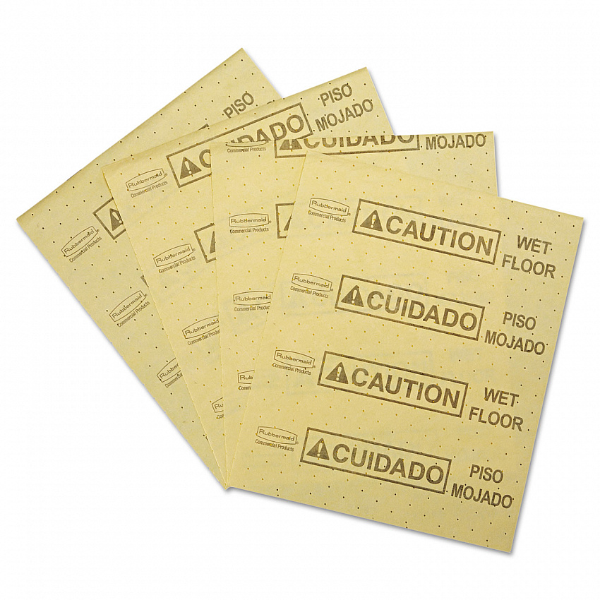 Over-the-Spill Pad, Caution Wet Floor, 16 oz, 16.5 x 20, 22 Sheets/Pad (4252YEL)