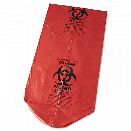 Low-Density Commercial Can Liners, Infectious Waste Biohazard, 45 gal, 1.3 mil, 40
