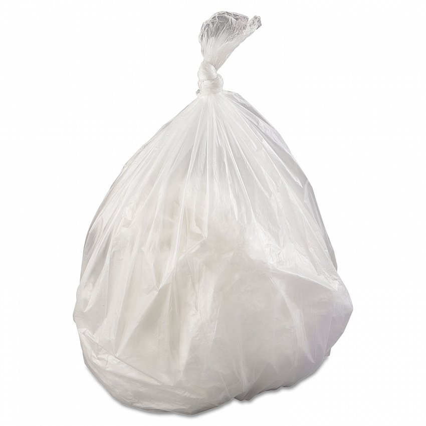 High-Density Commercial Can Liners, 45 gal, 17 mic, 40" x 48", Clear, Interleaved Roll, 25 Bags/Roll, 10 Rolls/Carton (S404817N)