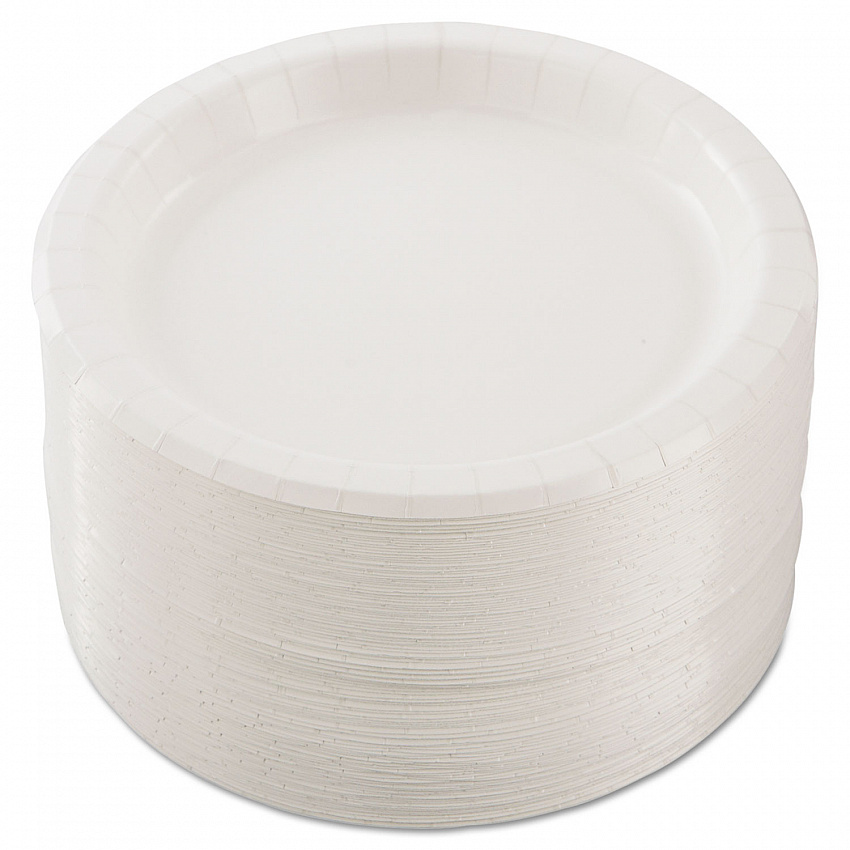 Bare Eco-Forward Clay-Coated Paper Dinnerware, ProPlanet Seal, Mediumweight, Plate, 8.5" dia, White, 125/Pack, 4 Packs/Carton (MP9BR2054)