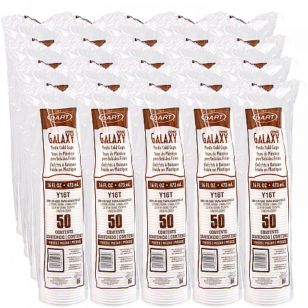 High-Impact Polystyrene Cold Cups, 16 oz, Plastic, Translucent, 50/Sleeve, 20 Sleeves/Carton (Y16T)