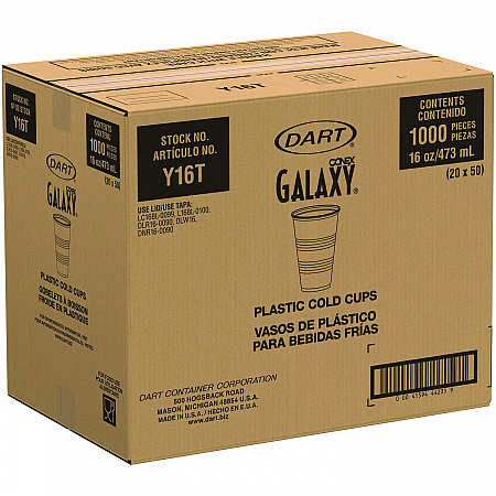 High-Impact Polystyrene Cold Cups, 16 oz, Plastic, Translucent, 50/Sleeve, 20 Sleeves/Carton (Y16T)