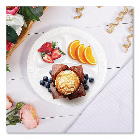 Quiet Classic Laminated Foam Plates, 3-Compartment Plate, 9