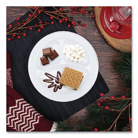 Quiet Classic Laminated Foam Plates, 3-Compartment Plate, 9