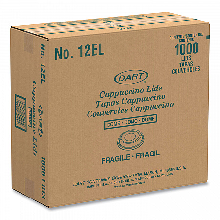 Cappuccino Dome Sipper Lids, Fits 12 oz Hot Cups, Plastic, White, 1,000/Carton (12EL)