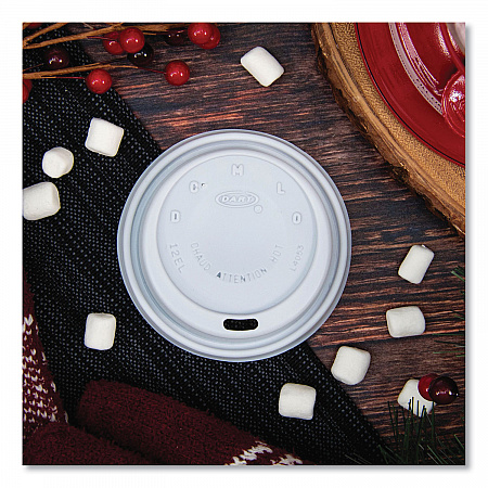 Cappuccino Dome Sipper Lids, Fits 12 oz Hot Cups, Plastic, White, 1,000/Carton (12EL)