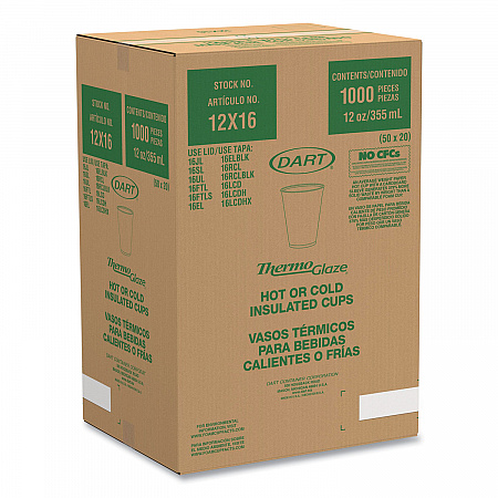 Cafe G Foam Hot/Cold Cups, 12 oz, Brown/Red/White, 1,000/Carton (12X16G)
