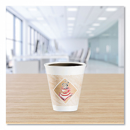 Cafe G Foam Hot/Cold Cups, 12 oz, Brown/Red/White, 1,000/Carton (12X16G)