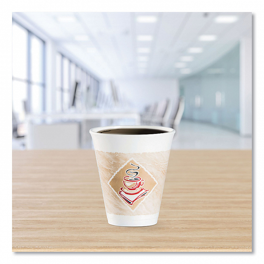 Cafe G Foam Hot/Cold Cups, 12 oz, Brown/Red/White, 1,000/Carton (12X16G)