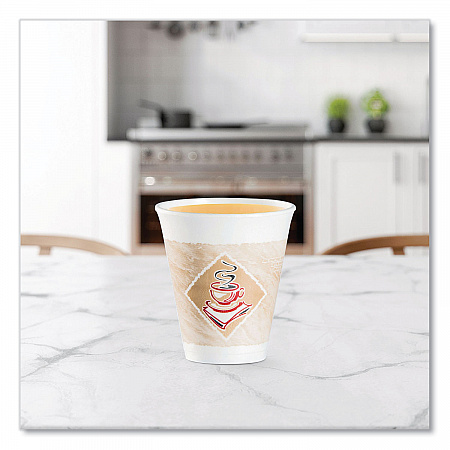 Cafe G Foam Hot/Cold Cups, 12 oz, Brown/Red/White, 1,000/Carton (12X16G)