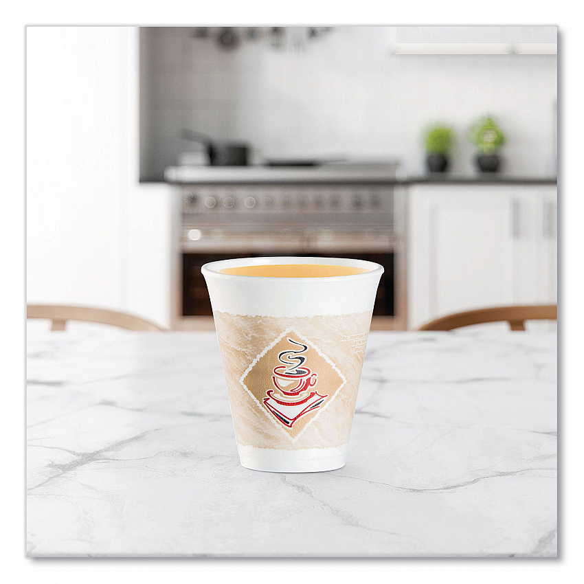 Cafe G Foam Hot/Cold Cups, 12 oz, Brown/Red/White, 1,000/Carton (12X16G)