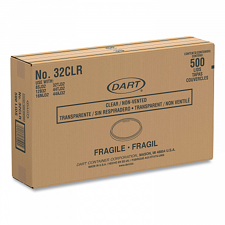 Non-Vented Cup Lids, Fits 32 oz/44 oz Hot Cups, Plastic, Clear, 500/Carton (32CLR)