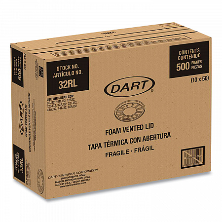 Vented Foam Lids, 8 oz to 60 oz Hot Cups, White, 50/Pack, 10 Packs/Carton (32RL)
