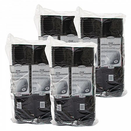 Foam Hinged Lid Containers, Large Sandwich, 6 x 5.9 x 3, Black, 125/Bag, 4 Bags/Carton (60HTB1)