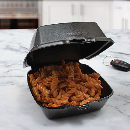 Foam Hinged Lid Containers, Large Sandwich, 6 x 5.9 x 3, Black, 125/Bag, 4 Bags/Carton (60HTB1)