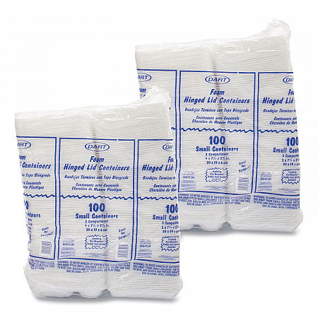 Foam Hinged Lid Containers, 3 Compartments, 7.5 x 8 x 2.3, White, 200/Carton (80HT3R)