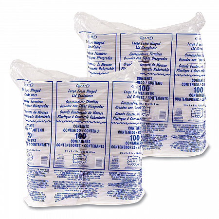 Foam Hinged Lid Containers, 9.01 x 9.4 x 3.1, White, 200/Carton (90HT1R)