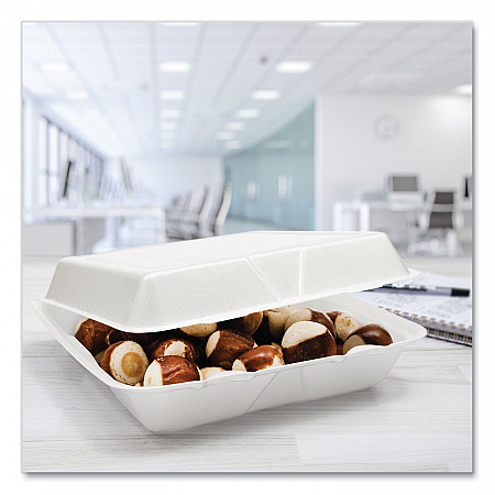Foam Hinged Lid Containers, 9.25 x 9.5 x 3, 200/Carton (95HT1R)