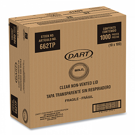 Non-Vented Cup Lids, Fits 9 oz to 22 oz Cold Cups, Plastic, Clear, 1,000/Carton (662TP)