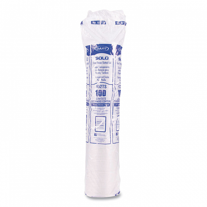 Straw-Slot Cold Cup Lids, Fits 9 oz to 20 oz Cold Cups, Plastic, Clear, 100/Pack (662TSPK)
