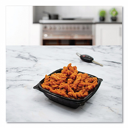 PresentaBowls Pro Black Square Bowls, 8 oz, 5 x 5 x 1.5, Plastic, 63/Bag, 8 Bags/Carton (B8SB)