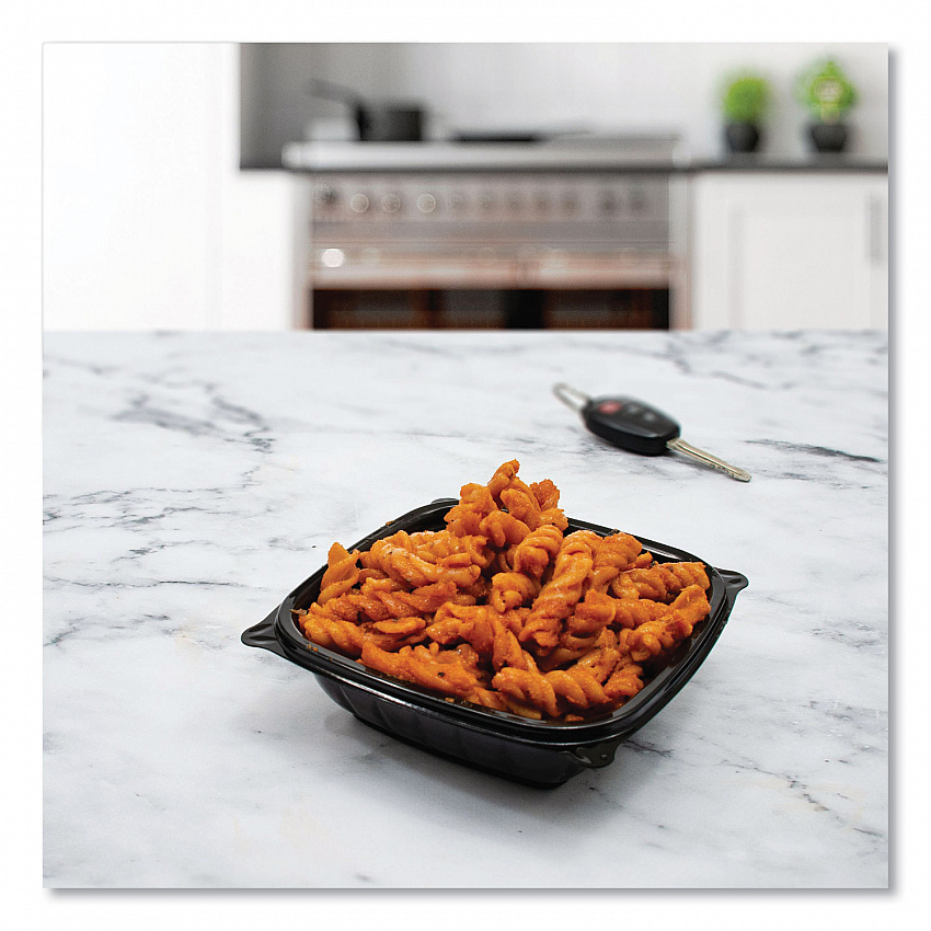 PresentaBowls Pro Black Square Bowls, 8 oz, 5 x 5 x 1.5, Plastic, 63/Bag, 8 Bags/Carton (B8SB)