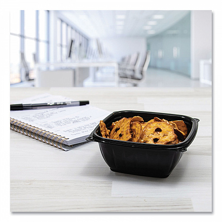 PresentaBowls Pro Black Square Bowls, 12 oz, 5 x 5 x 2, Black, Plastic, 63/Bag, 8 Bags/Carton (B12SB)