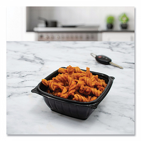 PresentaBowls Pro Black Square Bowls, 12 oz, 5 x 5 x 2, Black, Plastic, 63/Bag, 8 Bags/Carton (B12SB)