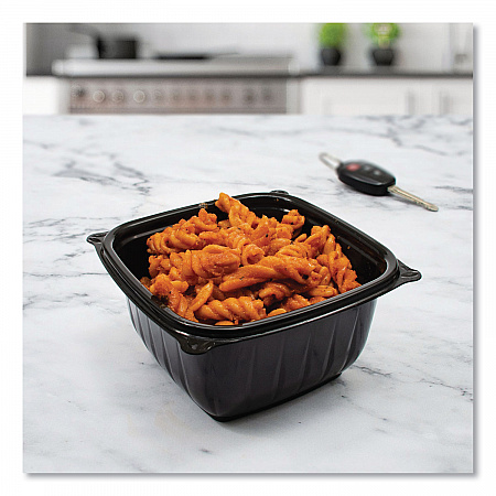 PresentaBowls Pro Black Square Bowls, 16 oz, 5 x 5 x 2.5, Plastic, 63/Bag, 8 Bags/Carton (B16SB)